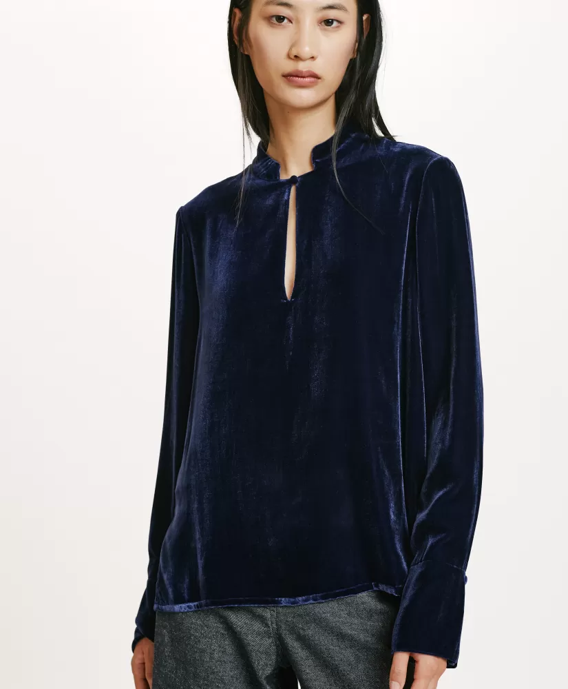 BLUSA AISU IN VELLUTO MISTO SETA LISCIO--Momoni Shop