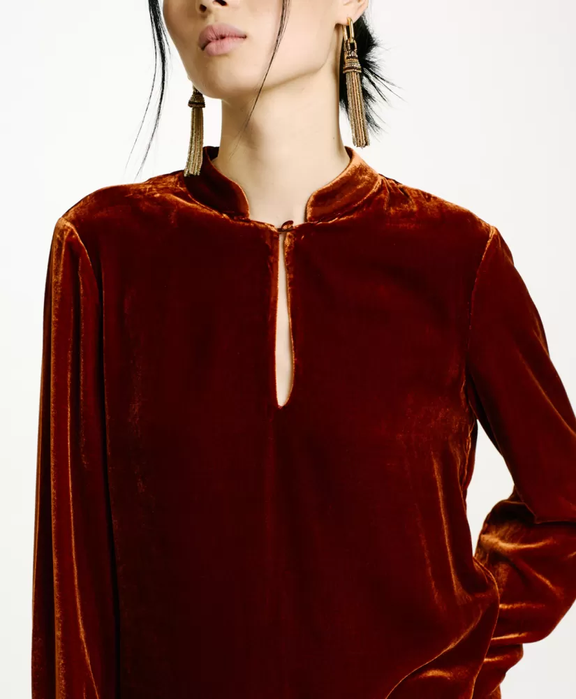 BLUSA AISU IN VELLUTO MISTO SETA LISCIO--Momoni New