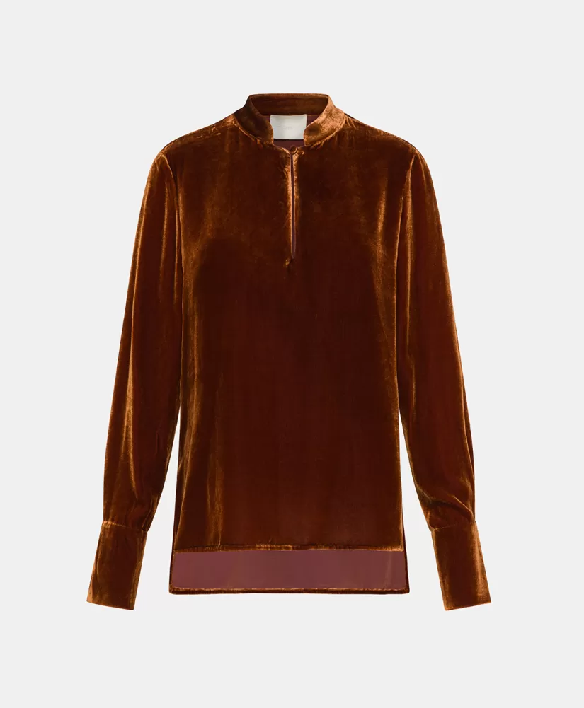 BLUSA AISU IN VELLUTO MISTO SETA LISCIO--Momoni New