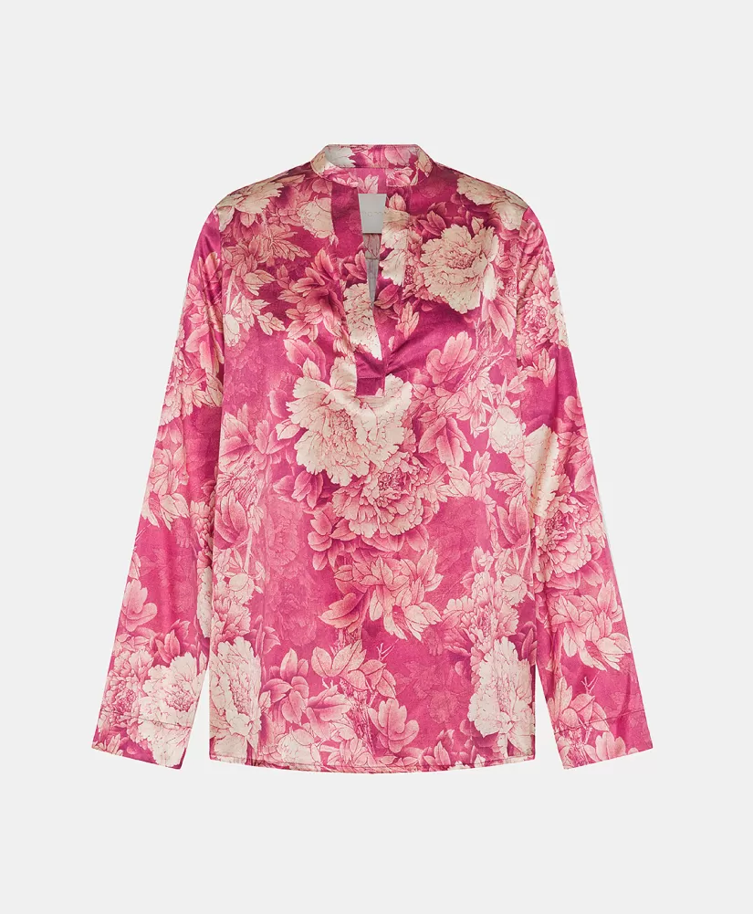 BLUSA ATLANTA IN RASO STRETCH STAMPATO--Momoni Hot