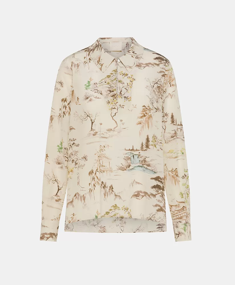BLUSA SACHI IN CREPE DE CHINE STAMPATO--Momoni Outlet