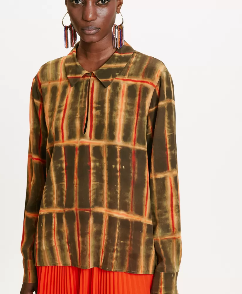 BLUSA SACHI IN CREPE DE CHINE STAMPATO--Momoni Outlet