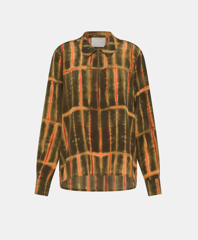 BLUSA SACHI IN CREPE DE CHINE STAMPATO--Momoni Outlet