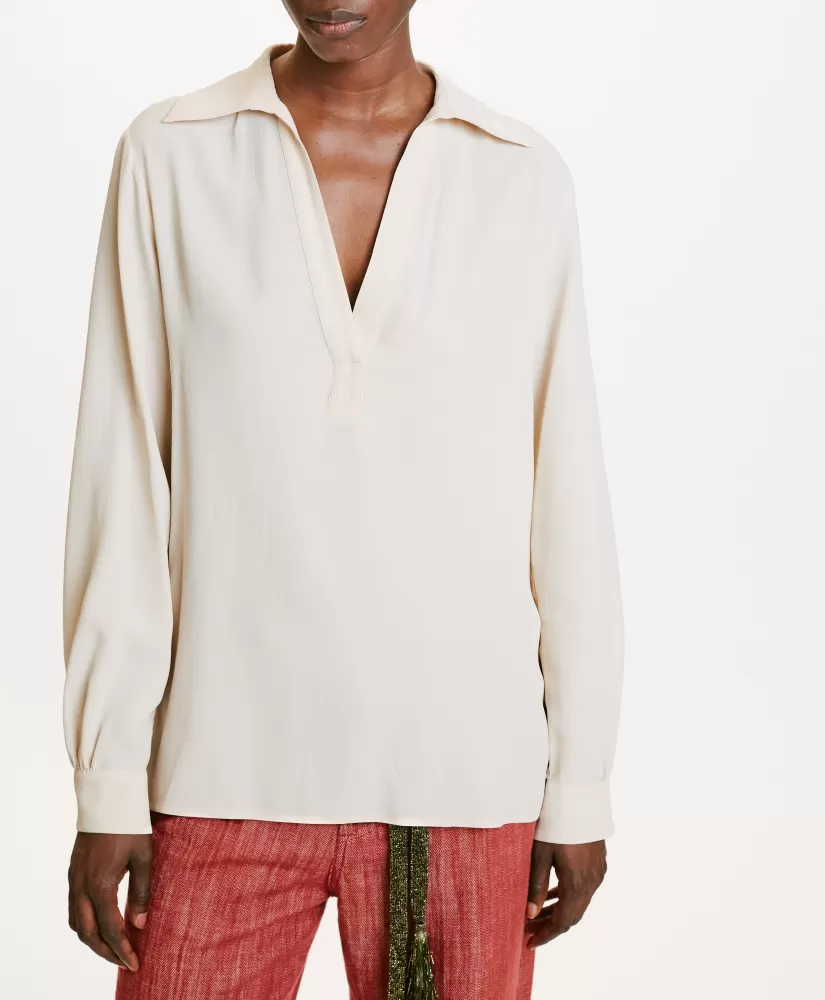 BLUSA SUE IN ACETATO/SETA UNITO--Momoni Best