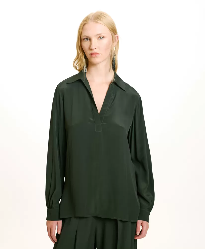 BLUSA SUE IN ACETATO/SETA UNITO--Momoni Hot