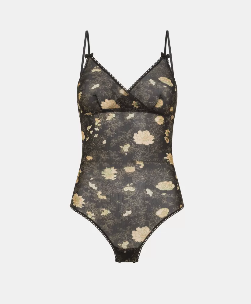 BODY TORE IN NYLON STAMPATO-NERO/ROSA CIPRIA-Momoni Cheap