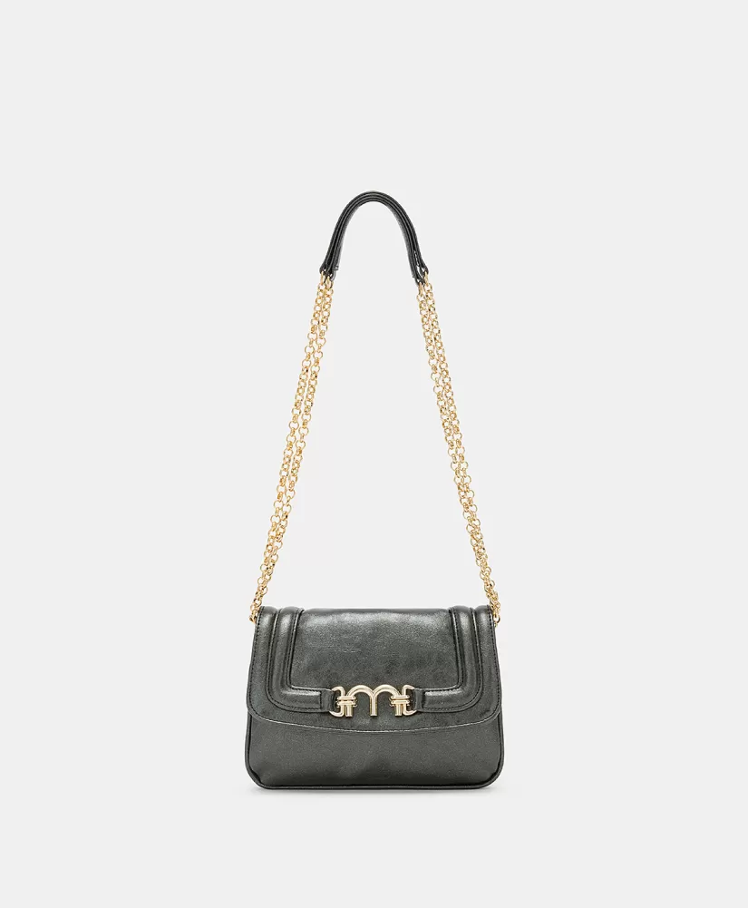 BORSA MIMI' FLORE IN ECOPELLE LAMINATA--Momoni Outlet