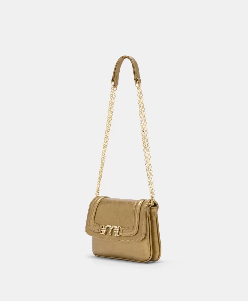 BORSA MIMI' FLORE IN ECOPELLE LAMINATA--Momoni Clearance