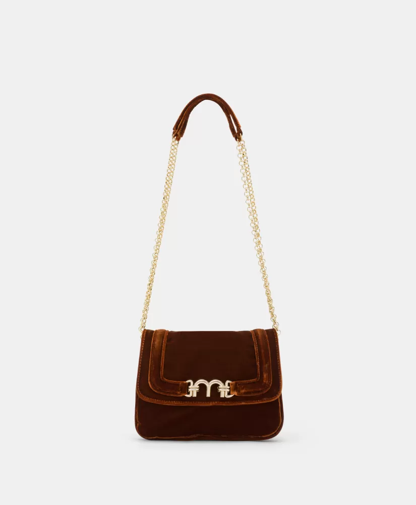 BORSA MIMI' FLORE IN VELLUTO LISCIO--Momoni Sale