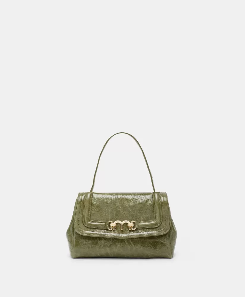 BORSA PETIT FLORE IN PELLE NAPLAK-VERDE OLIVA-Momoni Best Sale