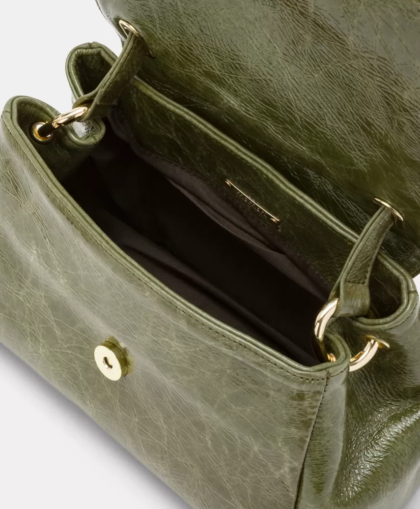 BORSA PETIT FLORE IN PELLE NAPLAK-VERDE OLIVA-Momoni Best Sale