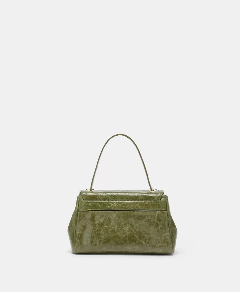 BORSA PETIT FLORE IN PELLE NAPLAK-VERDE OLIVA-Momoni Best Sale