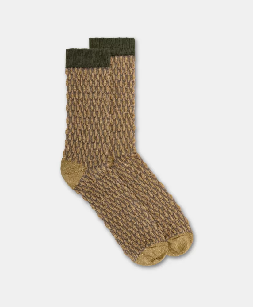 CALZINI BENRI IN CALZINO JACQUARD-VERDE MULTICOLORE-Momoni Hot