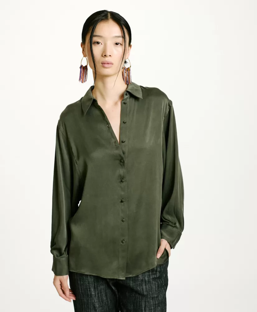 CAMICIA AKEMI IN SETA SANDWASHED UNITA-BAMBÙ-Momoni Outlet