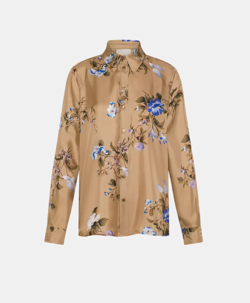 CAMICIA ARLES IN TWILL DI SETA STAMPATO--Momoni Clearance