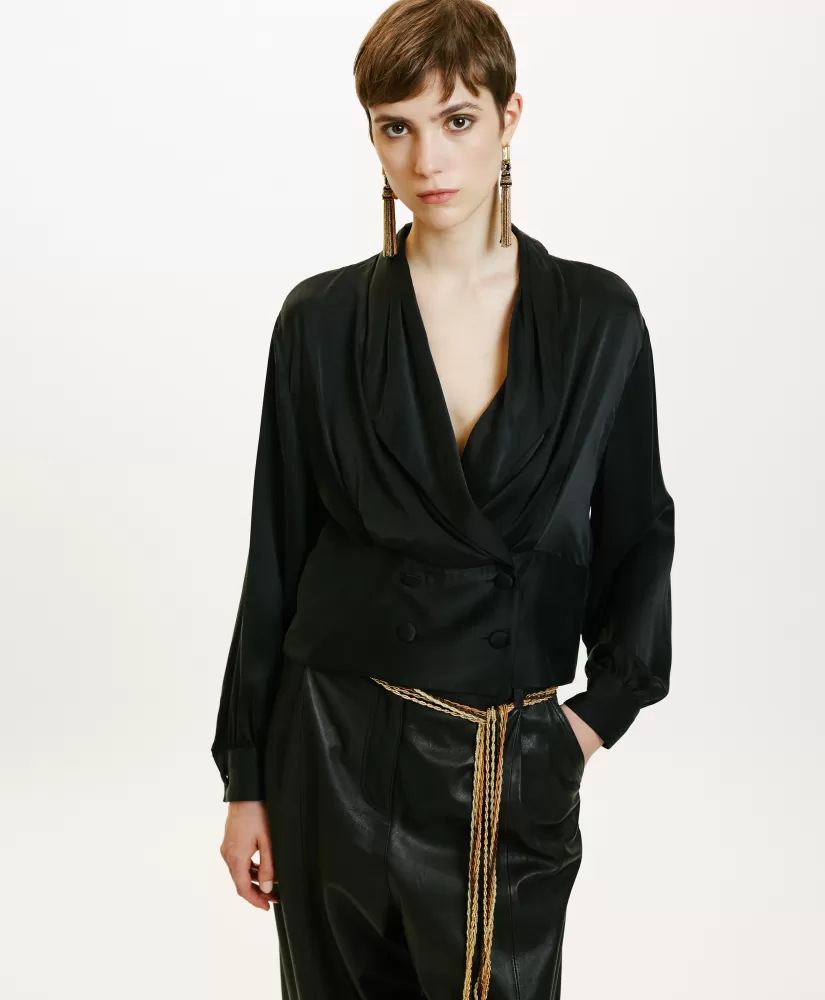 CAMICIA AYUMI IN SETA SANDWASHED UNITA--Momoni Shop