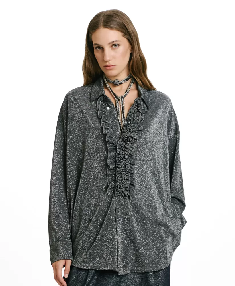 CAMICIA BILANCIA IN JERSEY LUREX -GRIGIO SCURO-Momoni Shop