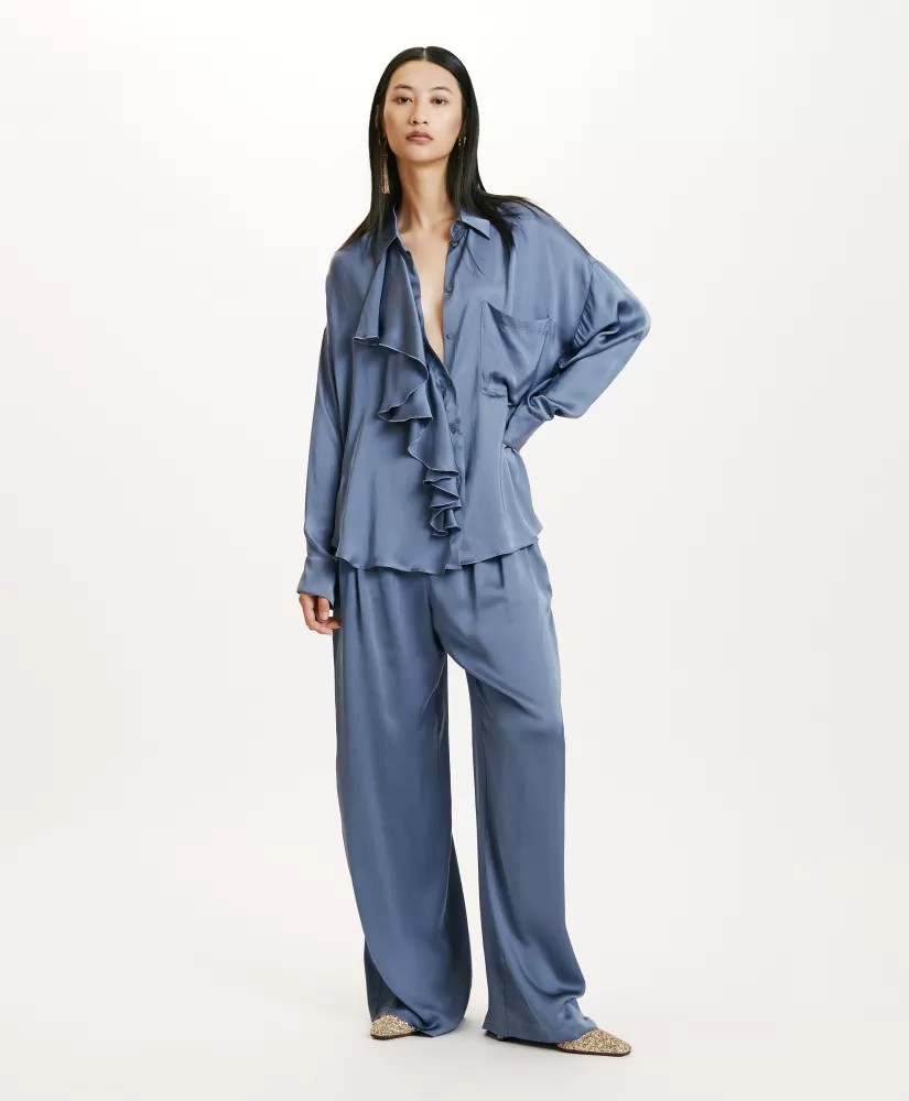 CAMICIA FUJITA IN SETA LAVATA-CARTA DA ZUCCHERO-Momoni Shop