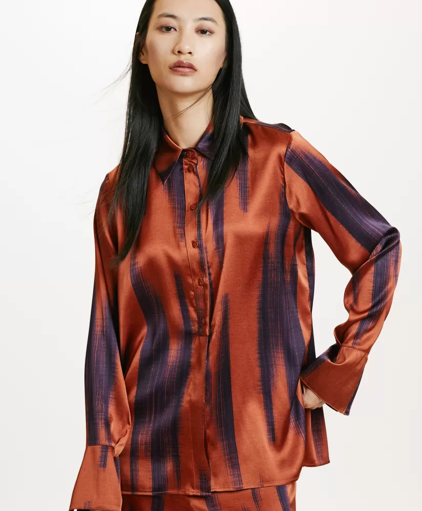 CAMICIA HAKINARI IN RASO STRETCH STAMPATO--Momoni Fashion