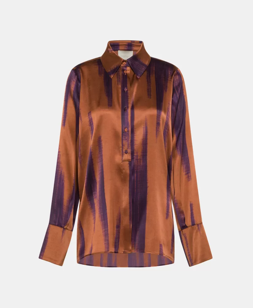 CAMICIA HAKINARI IN RASO STRETCH STAMPATO--Momoni Fashion