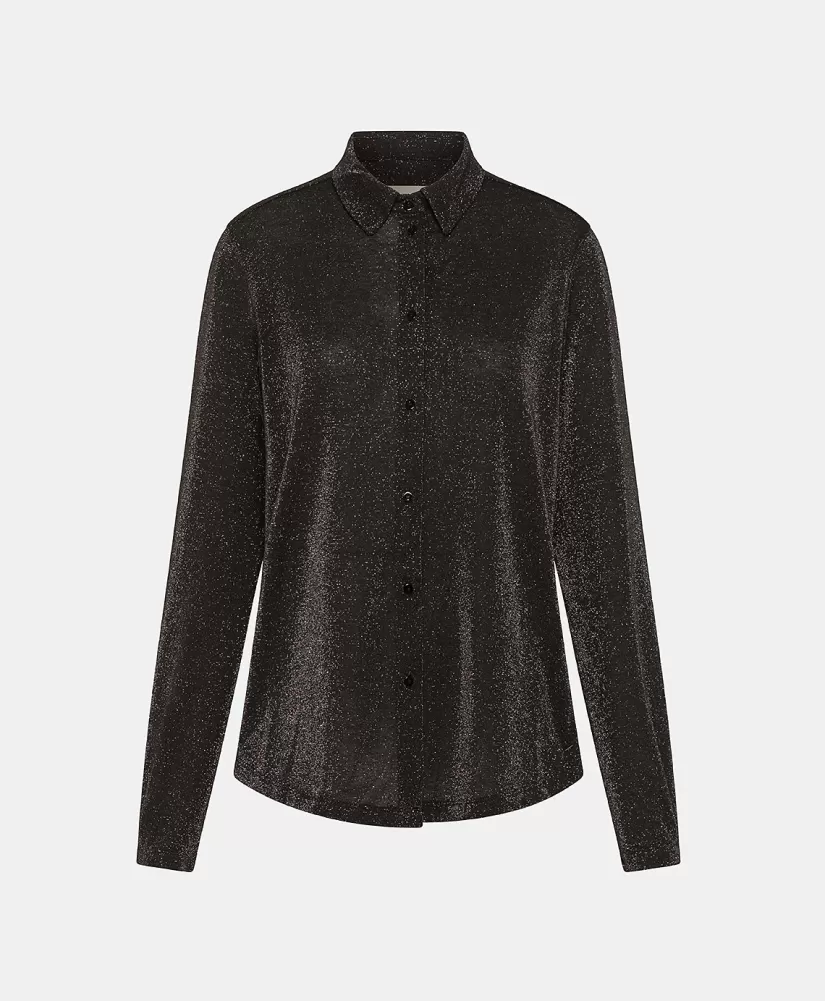 CAMICIA MEUDON IN JERSEY LUREX -GRIGIO CARBONE-Momoni Best Sale