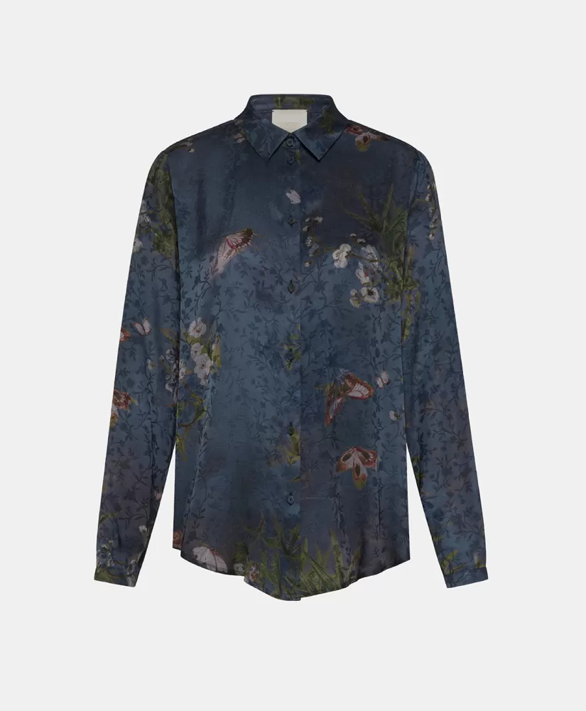 CAMICIA MEUDON IN VISCOSA JACQUARD STAMPATA-MULTICOLORE GRIGIO POLVERE-Momoni Outlet