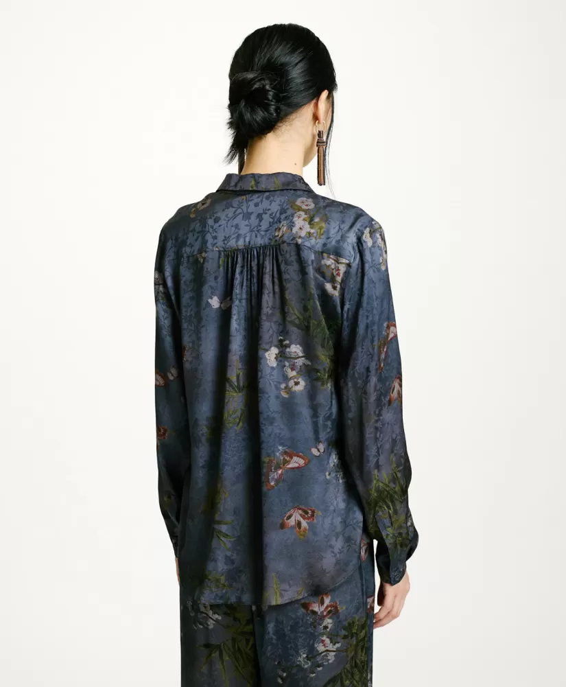 CAMICIA MEUDON IN VISCOSA JACQUARD STAMPATA-MULTICOLORE GRIGIO POLVERE-Momoni Outlet