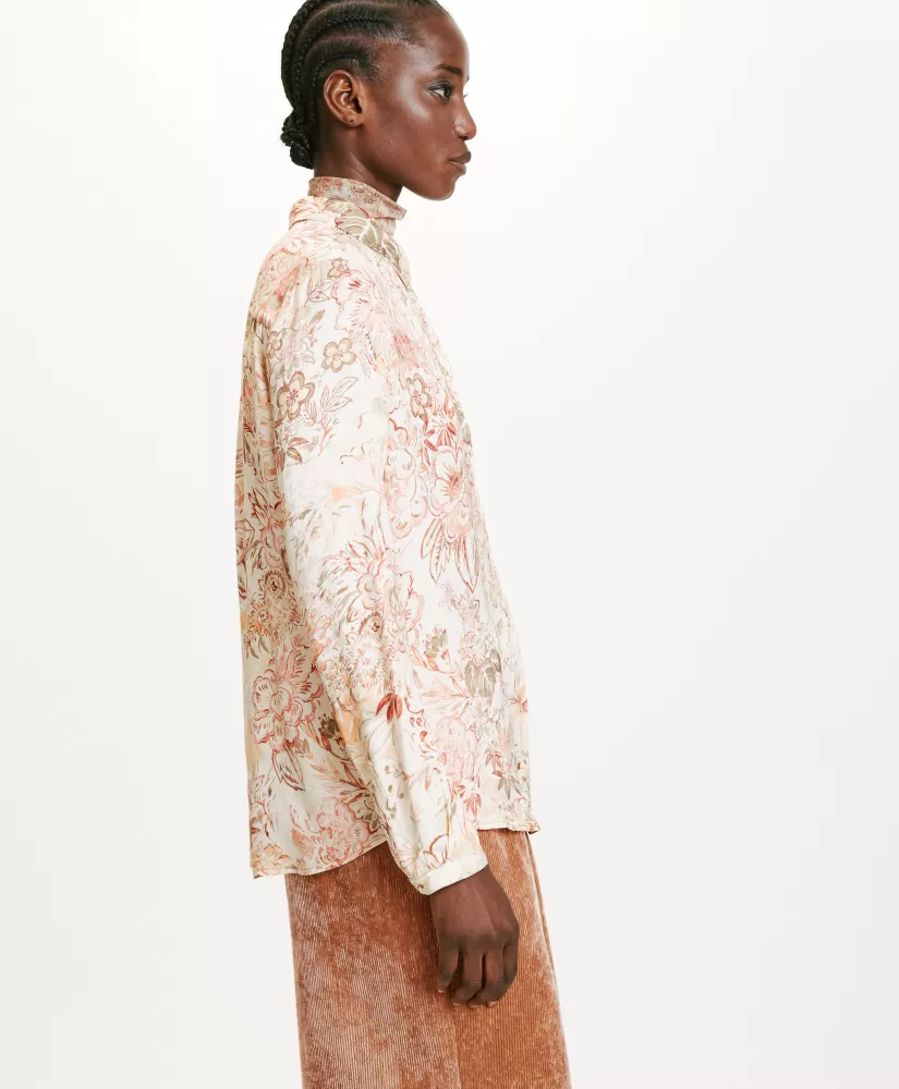 CAMICIA MEUDON IN VISCOSA JACQUARD STAMPATA-MULTICOLORE ROSA-Momoni Shop