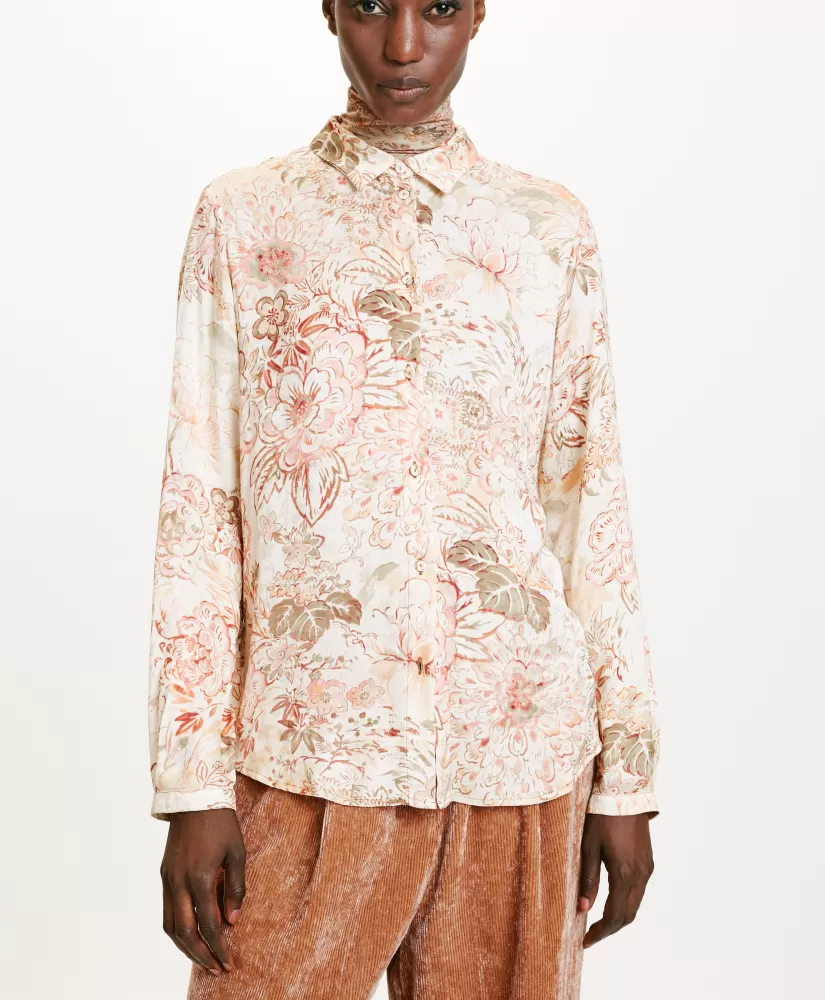 CAMICIA MEUDON IN VISCOSA JACQUARD STAMPATA-MULTICOLORE ROSA-Momoni Shop