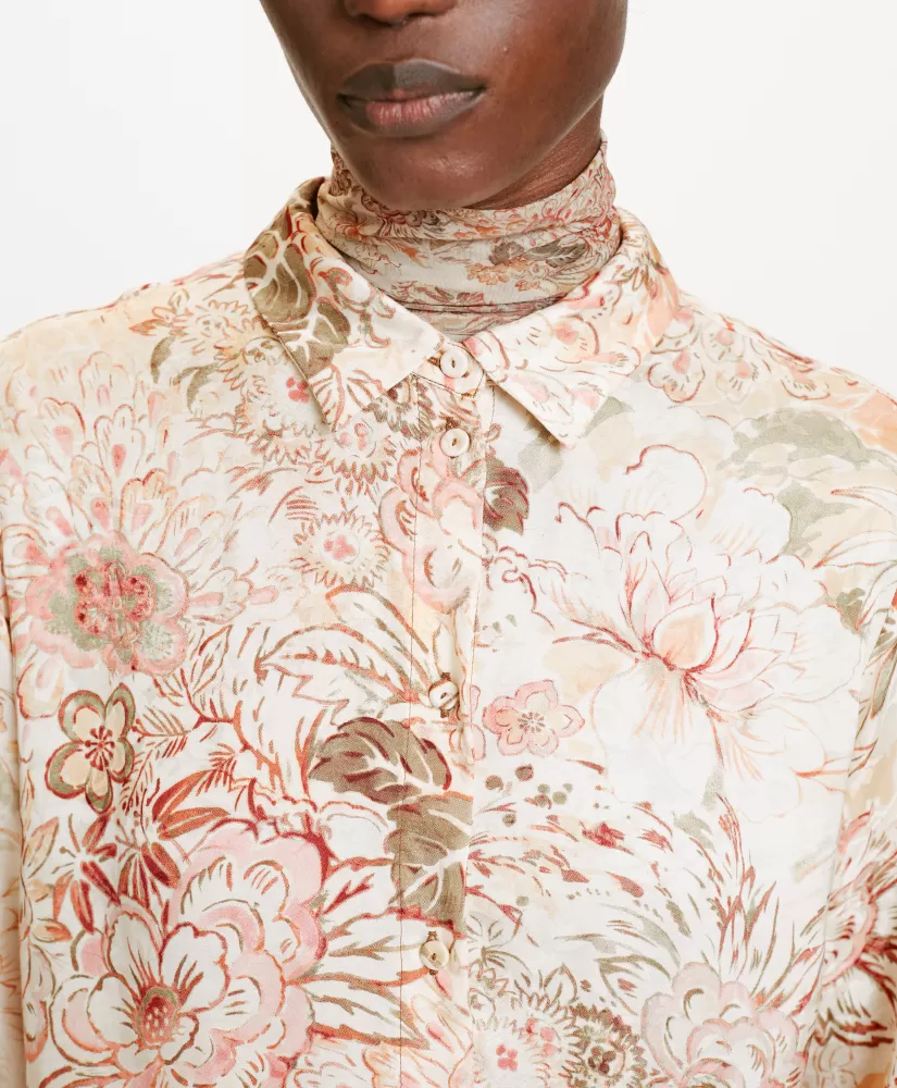 CAMICIA MEUDON IN VISCOSA JACQUARD STAMPATA-MULTICOLORE ROSA-Momoni Shop