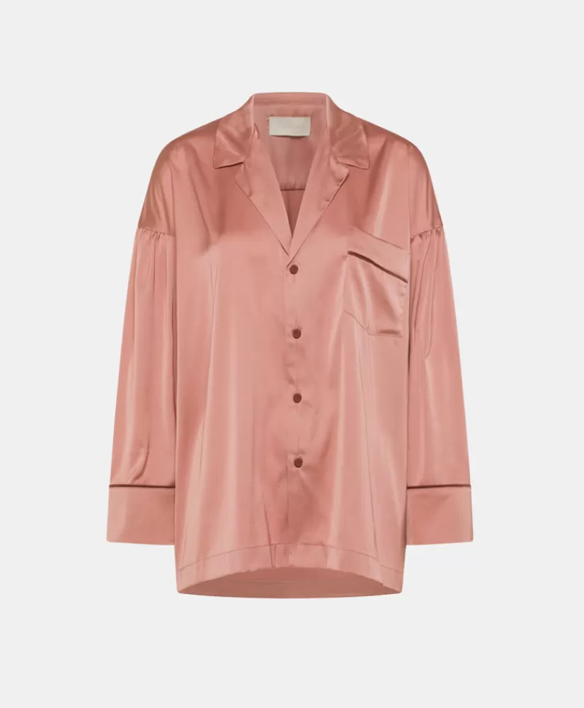 CAMICIA NAIME IN RASO BICOLOR-ROSA ANTICO/BORDEAUX-Momoni Cheap