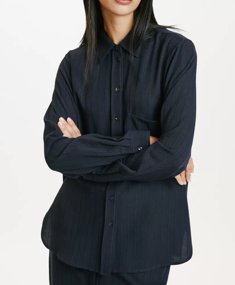 CAMICIA SADAO IN TWILL DI LANA GESSATO--Momoni Outlet
