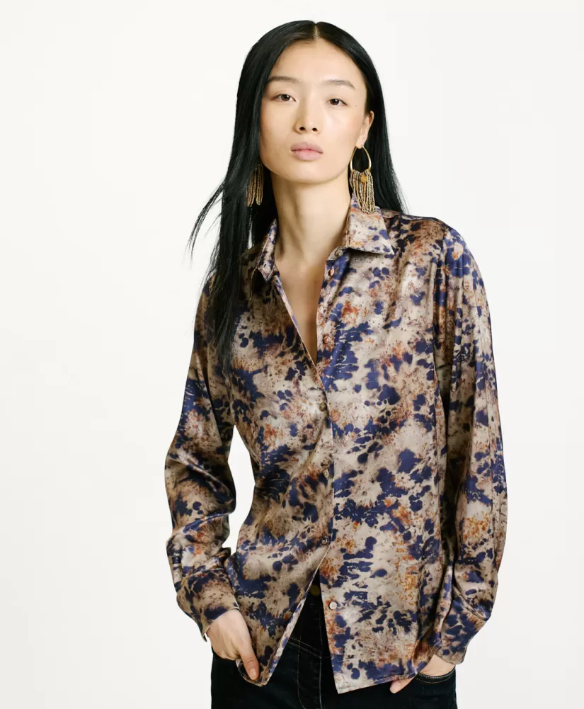 CAMICIA SIMON IN RASO STRETCH STAMPATO--Momoni Online