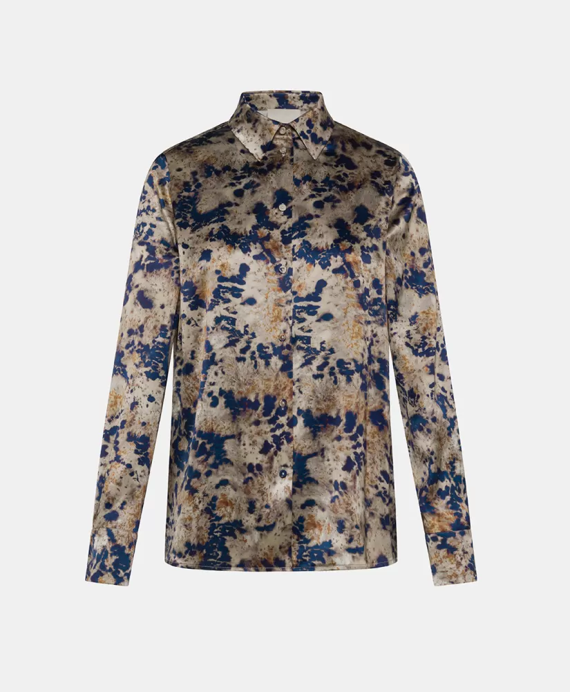 CAMICIA SIMON IN RASO STRETCH STAMPATO--Momoni Online