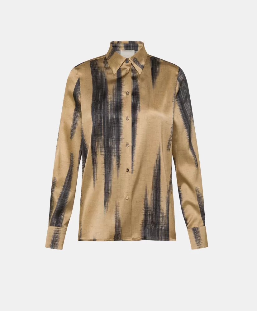 CAMICIA SIMON IN RASO STRETCH STAMPATO--Momoni Store
