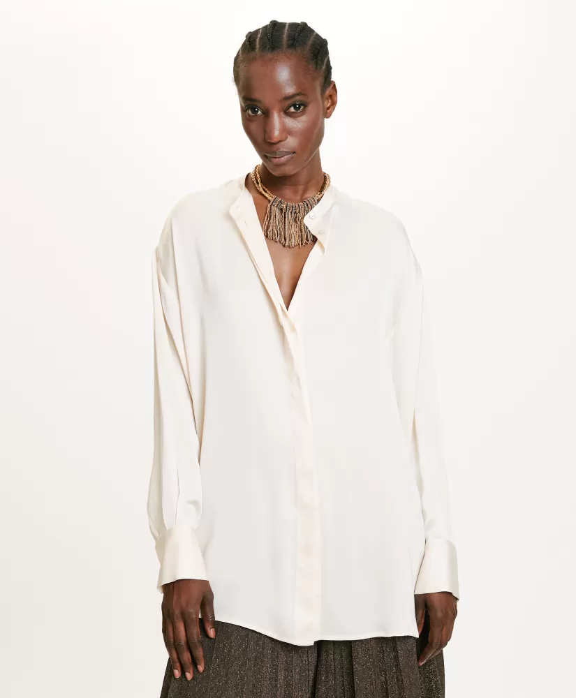 CAMICIA SORA IN SETA LAVATA--Momoni Online