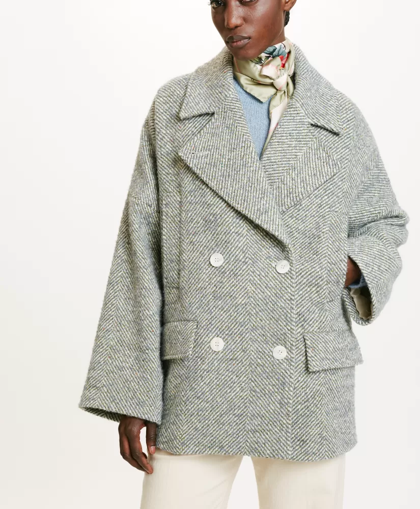 CAPPOTTO ICHIKA BIS IN CHEVRON BICOLORE-CERULEO MULTICOLORE-Momoni Sale