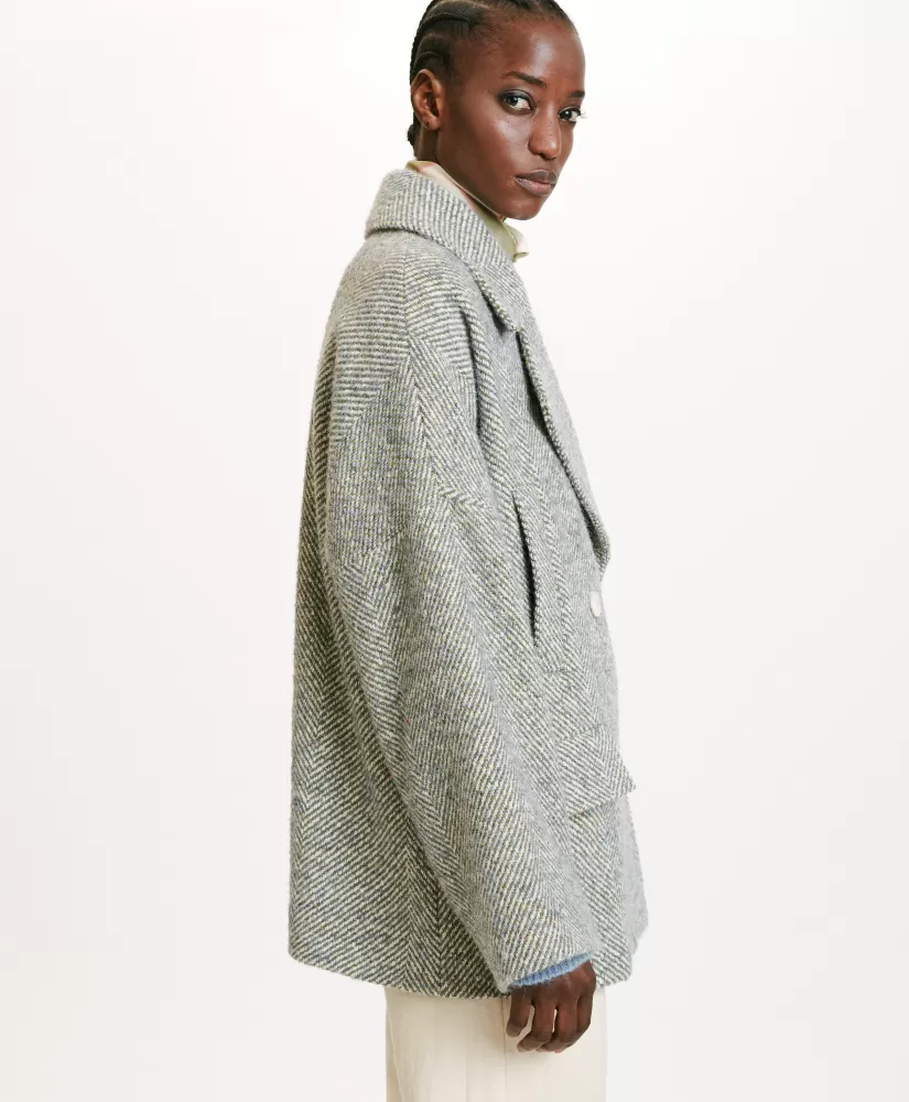 CAPPOTTO ICHIKA BIS IN CHEVRON BICOLORE-CERULEO MULTICOLORE-Momoni Sale
