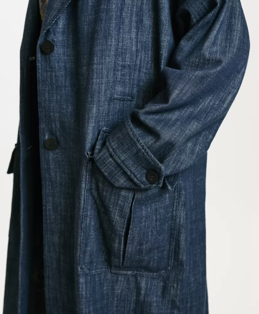 CAPPOTTO JUNKO IN DENIM COLOR FERMO-BLU JEANS-Momoni Flash Sale