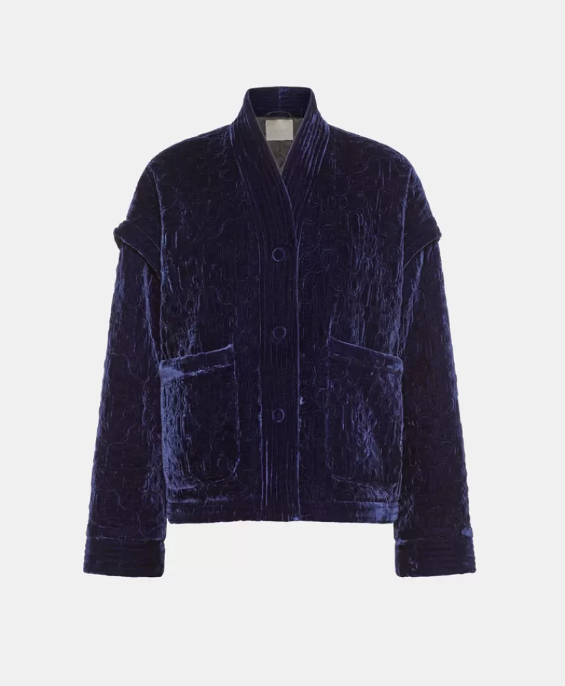 CAPPOTTO KUMA IN VELLUTO MISTO SETA TRAPUNTATO--Momoni Online