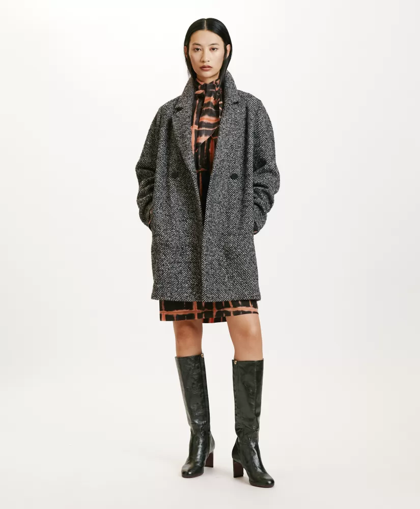 CAPPOTTO SHIBA IN CHEVRON BICOLORE-NERO MULTICOLORE-Momoni Hot