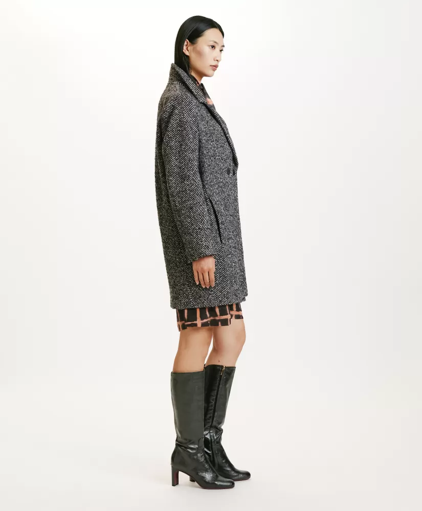 CAPPOTTO SHIBA IN CHEVRON BICOLORE-NERO MULTICOLORE-Momoni Hot