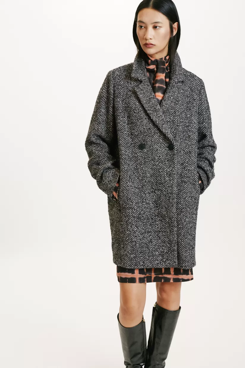 CAPPOTTO SHIBA IN CHEVRON BICOLORE-NERO MULTICOLORE-Momoni Hot