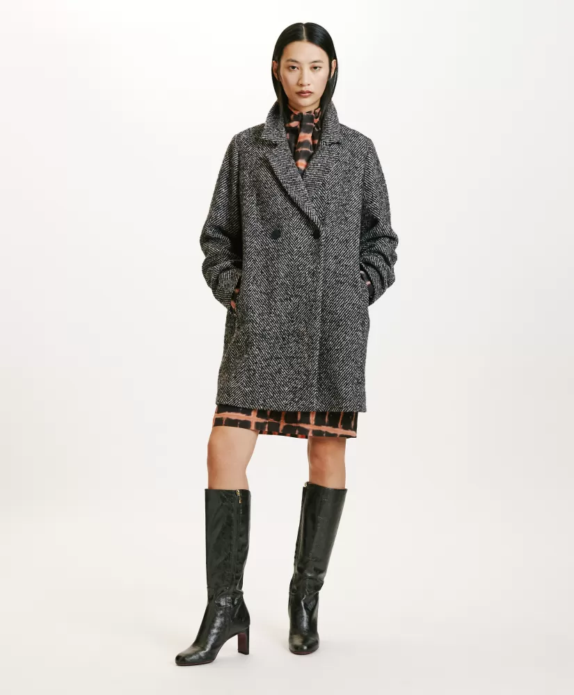 CAPPOTTO SHIBA IN CHEVRON BICOLORE-NERO MULTICOLORE-Momoni Hot