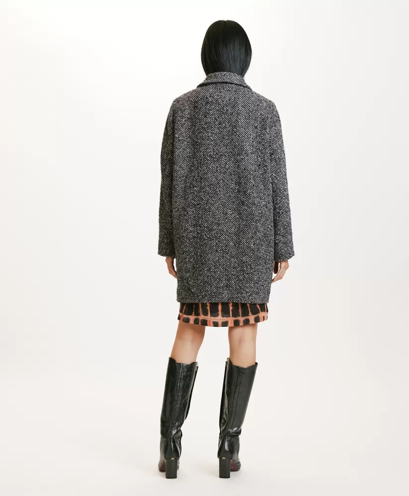 CAPPOTTO SHIBA IN CHEVRON BICOLORE-NERO MULTICOLORE-Momoni Hot