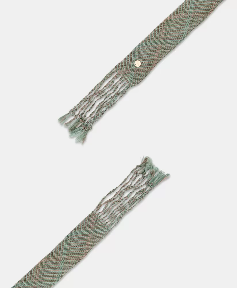 CINTURA KUNIE IN LUREX INTRECCIATO-VERDE ACQUA/RAME-Momoni Online