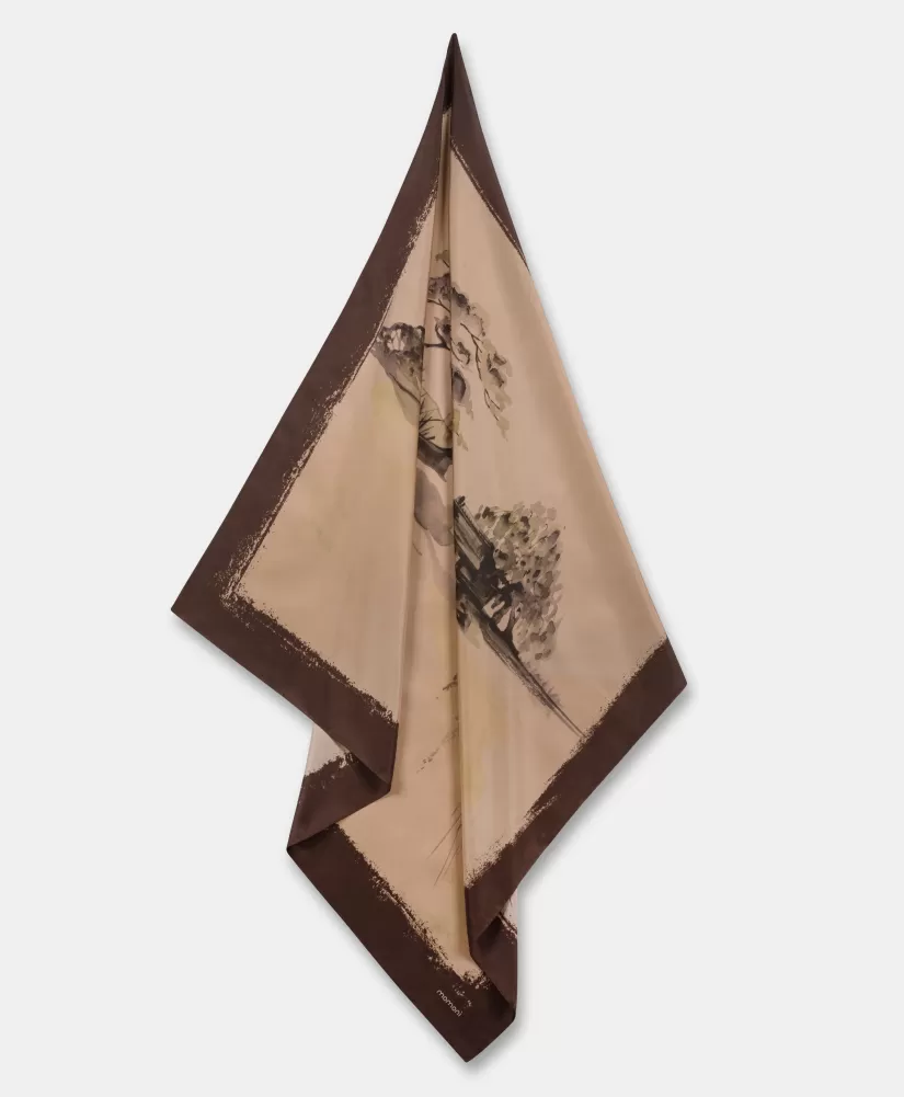 FOULARD NIPPONIA IN SETA-MULTICOLORE CACAO-Momoni Fashion