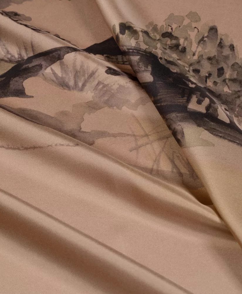 FOULARD NIPPONIA IN SETA-MULTICOLORE CACAO-Momoni Fashion