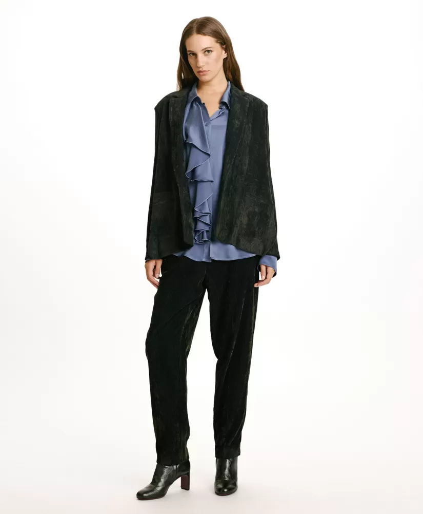 GIACCA HINATA IN VELLUTO STRETCH BICOLOR-GRIGIO CARBONE-Momoni Flash Sale