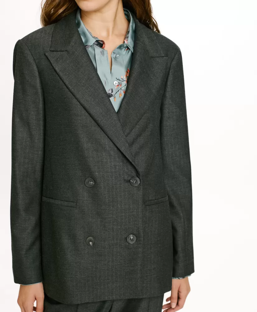 GIACCA ROSEMARY IN CHEVRON VISCOSA LANA STRATCH-GRIGIO CARBONE-Momoni Store
